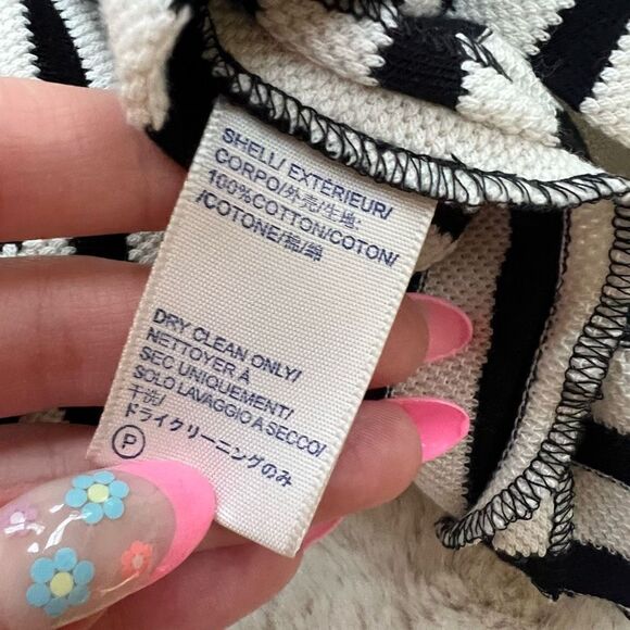 NWT Rebecca Minkoff Kiki Knit Skirt Black Cream Stripes women’s size L - Picture 9 of 12